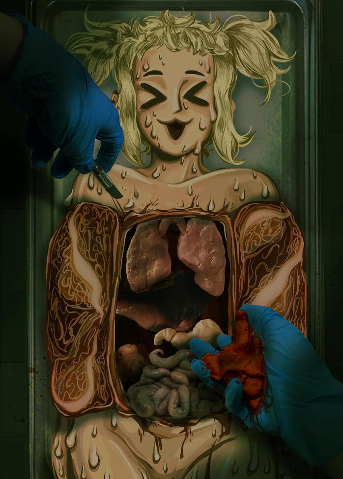 &quot;The Disection of Gretchen&quot;, digital illustration, clay models, and real images