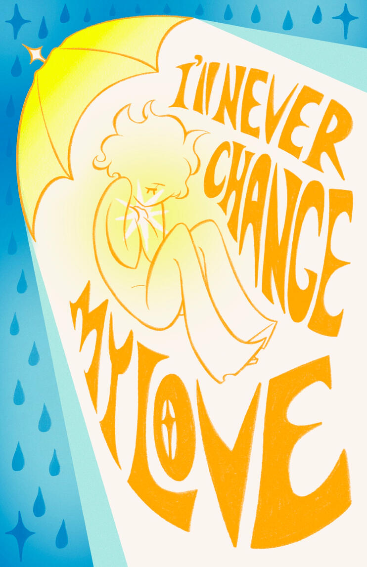 Digital design for a risoprint, lyrics from &quot;Love&quot; by f(x)