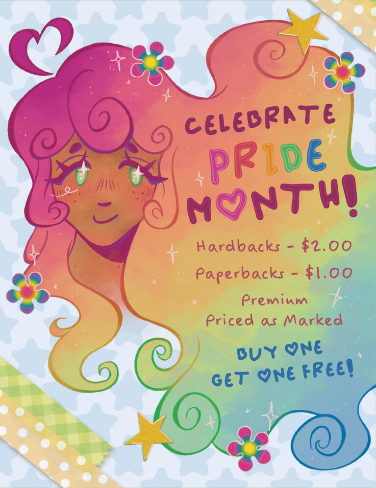 Pride Month book sale poster for the Friends of the Milwaukee Public Library - Bookseller