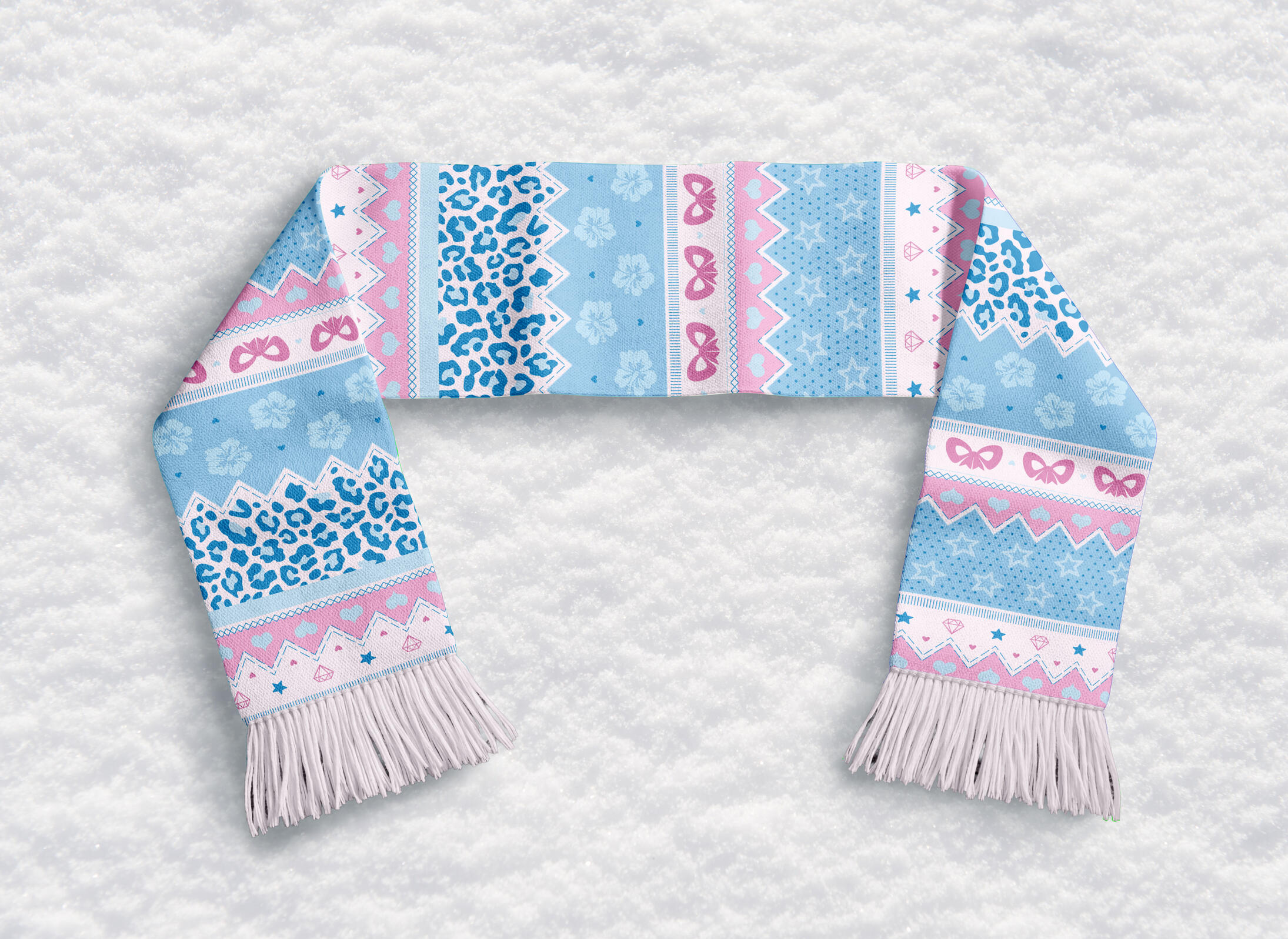 Winter scarf pattern design for an original brand named "Taffeta"