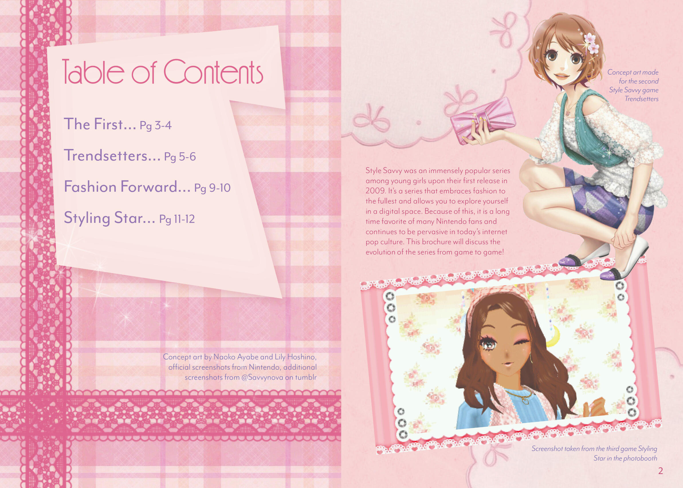Table of Contents and page 2 of &quot;Style Savvy: A Fashion Time Capsule&quot;