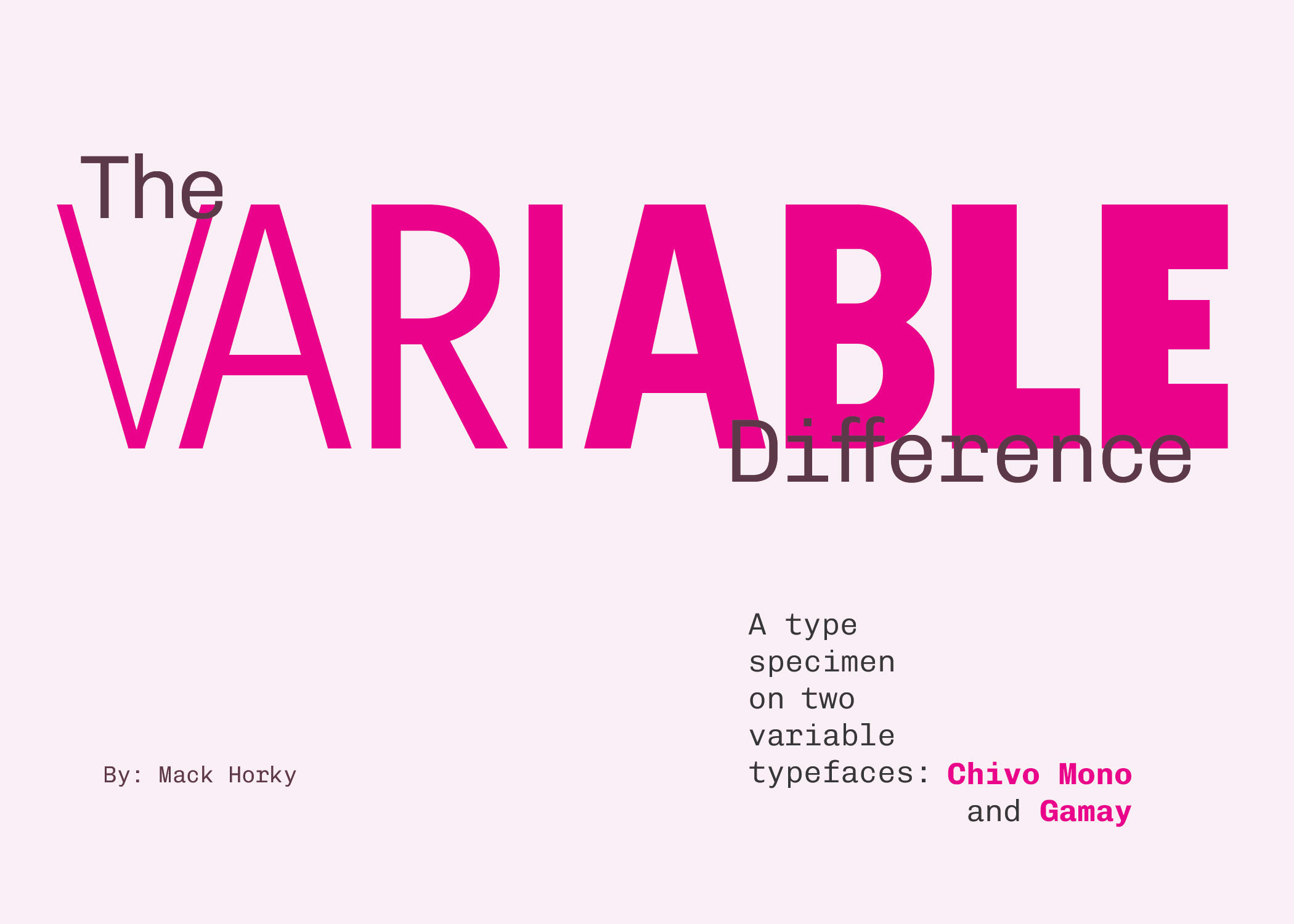 Cover for my type specimen book called &quot;The Variable Difference&quot;