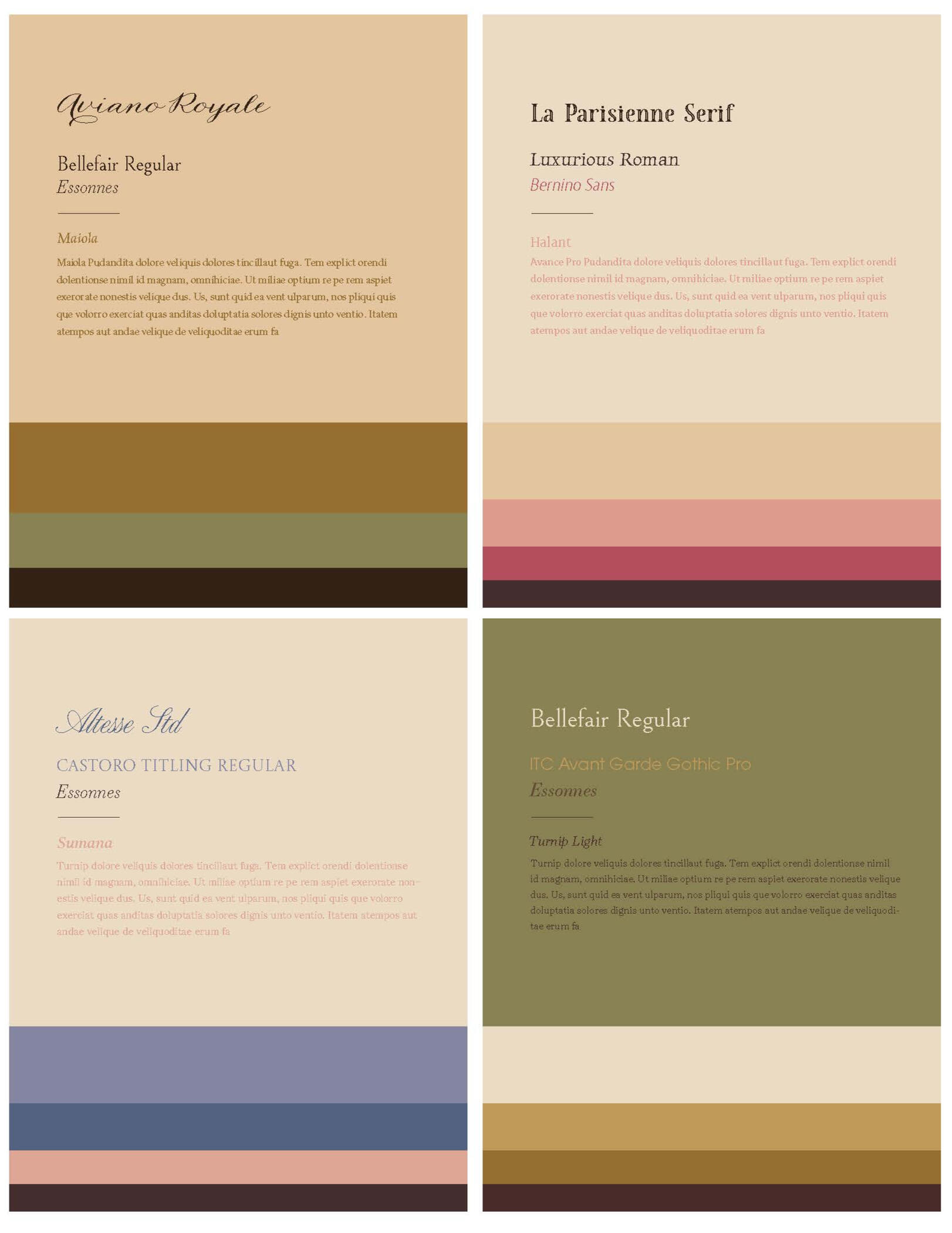 Typographic Hierarchies for Three Sisters menu